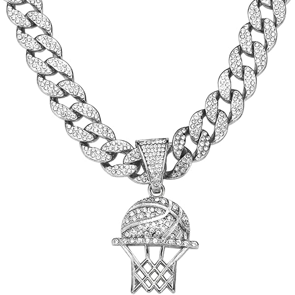 Xikui Miami Cuban Pendant Necklace, Ice Out Chain, Sport Fan, Hip