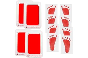 RIKWOG Baby Footprint and Handprint Kit, 4 Red Inkless Print Pads + 8 Imprint Cards, Dog Paw Print Kit Clean Touch Ink Pad Perfect Keepsake Gift for Newborns and Pets Printing Touch Imprints