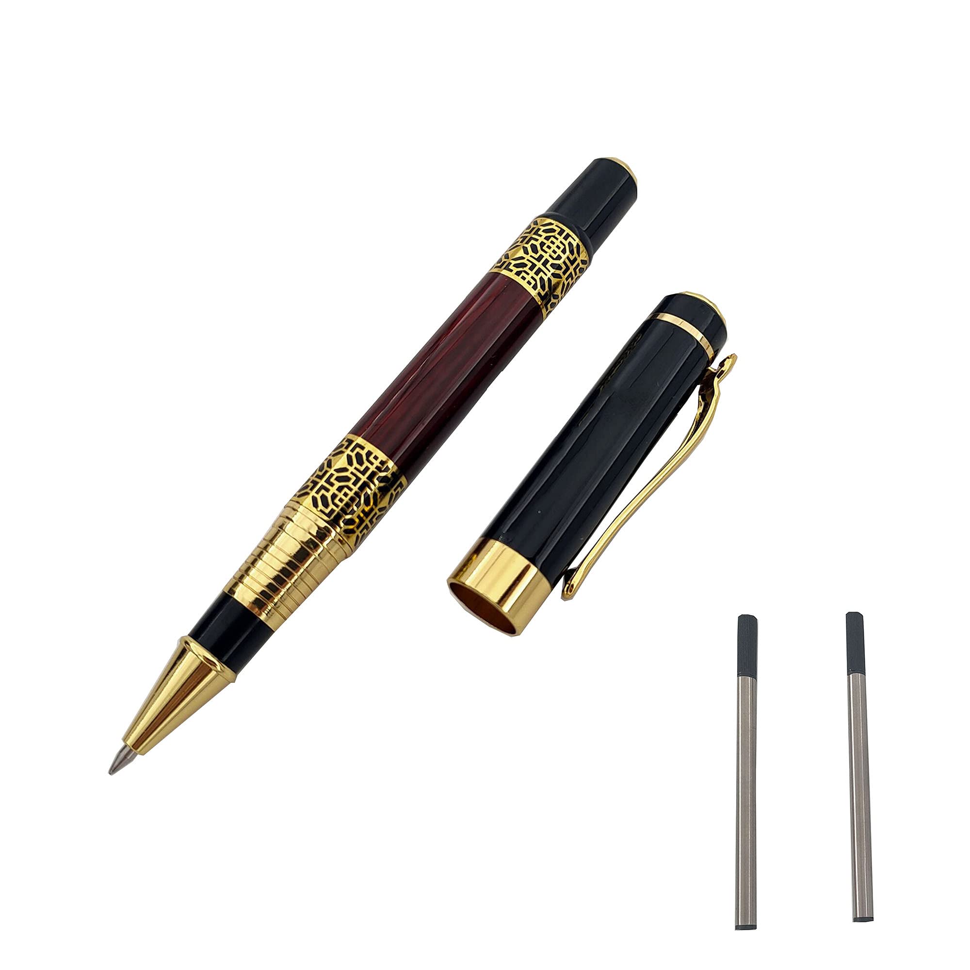 MCKhone Office Signature Pen Metal Rollerball Pen Fine Point Business Gift Pen 0.5mm Black Ink Gift Box for Teacher Student and Family (Red)