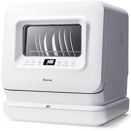 COSTWAY Portable Countertop Dishwasher, Compact Dishwasher with