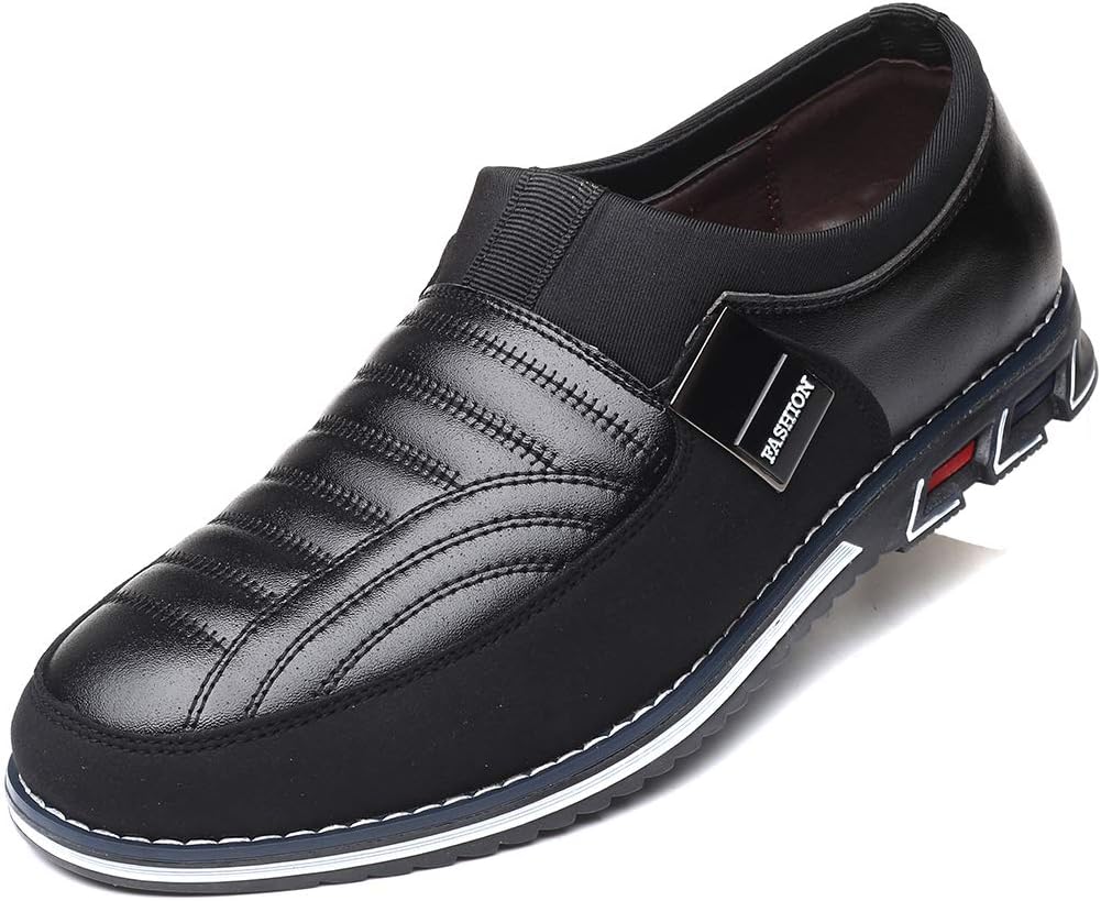 COSIDRAM Men Casual Shoes Sneakers Loafers Breathable Comfort Walking Shoes Fashion Driving Shoes Luxury Black Blue Leather Shoes for Male Business Work Office Dress Outdoor