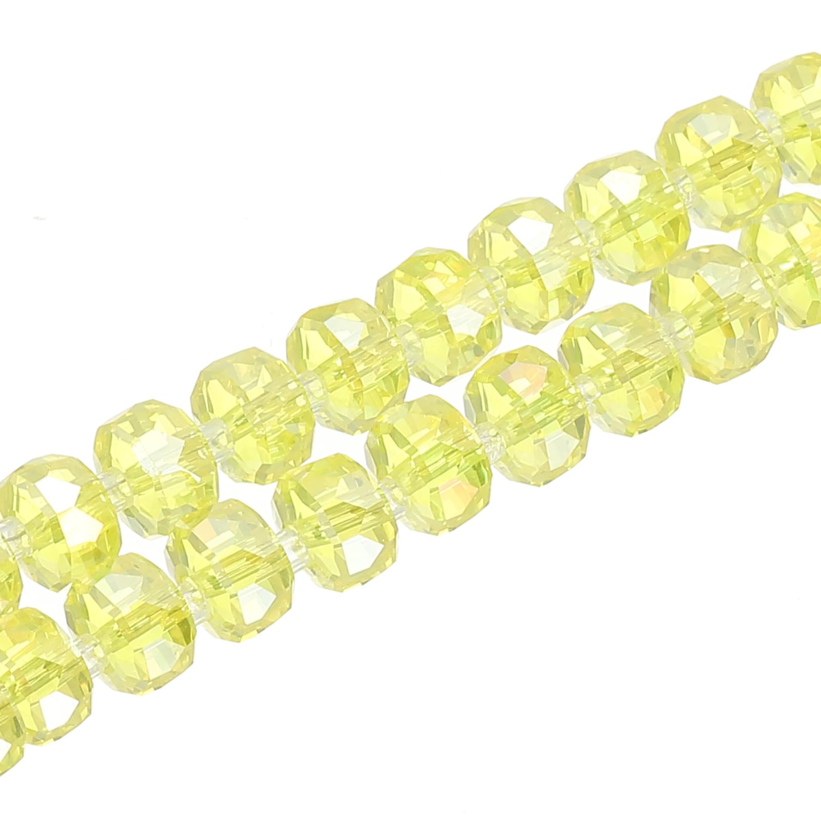 PATIKIL 75 Pcs 8mm OD 5mm Thick Lemon Yellow Artificial Crystal Rondelle Faceted Cut Gemstone Craft Beads for Bracelet, Necklace