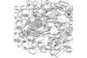 230Pcs Mixed Shape Crystal Sew On Rhinestones Gems Acrylic Flatback Diamante Stones Strass Sewing for Crafts DIY Handicrafts 