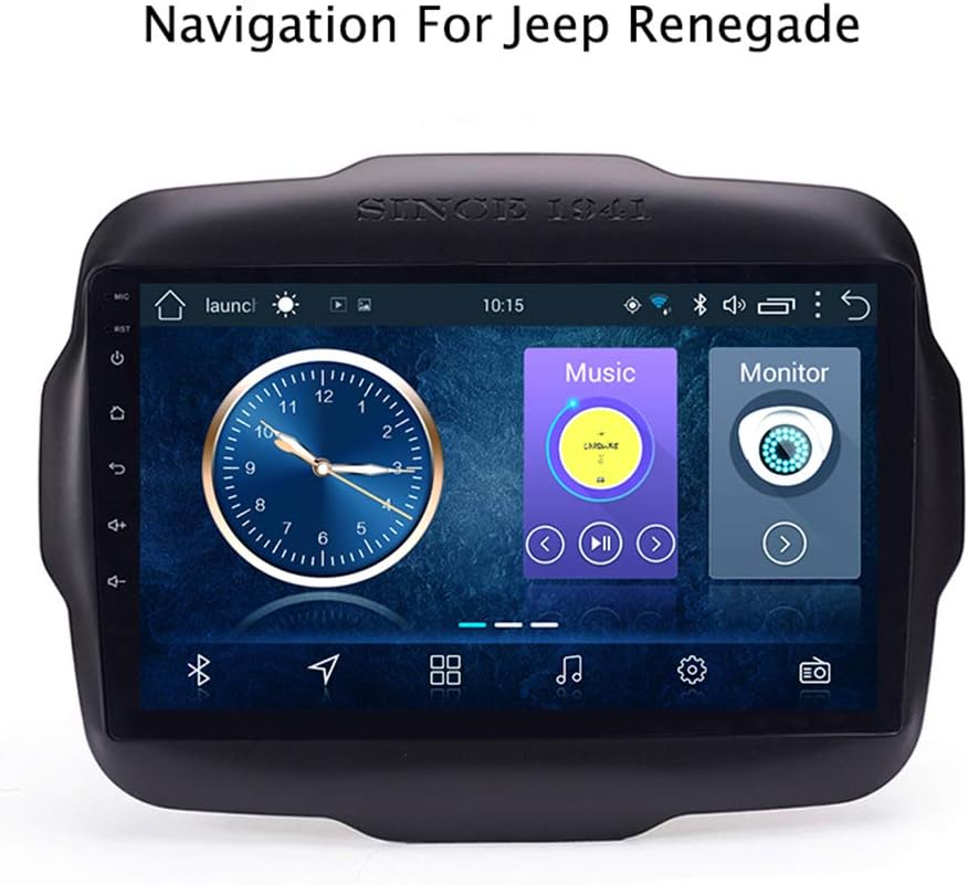 Foof Android Car Navigation Stereo with 9 inches Touch Screen for Jeep Renegade 2016-2018 Car Entertainment Multimedia Radio,WiFi/BT Tethering Internet,Support 64G SD &More