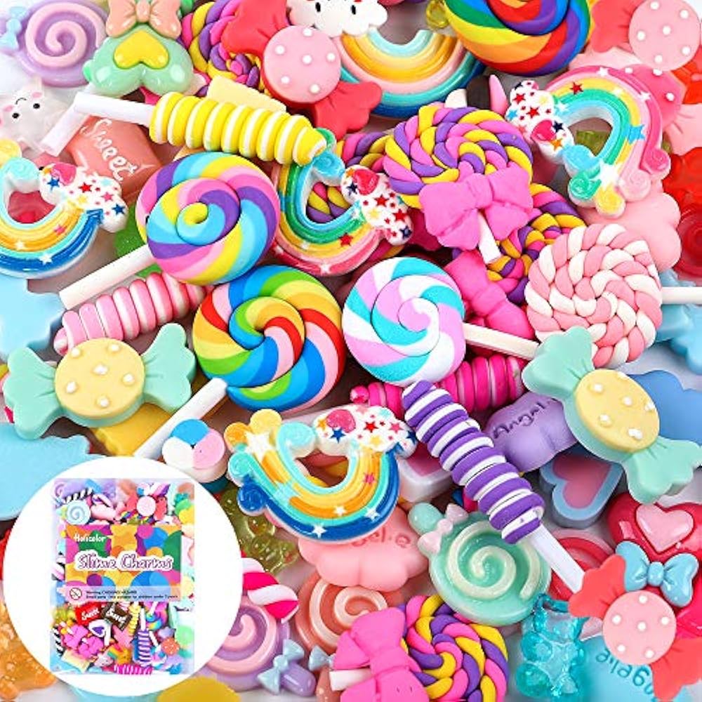 Holicolor 120pcs Slime Charms Cute Set Mixed Assorted Candy Sweets