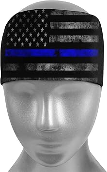 Amazon Antvinoler 細いブルーライン アメリカ国旗 ヘッドバンド スポーツ スウェットバンド 吸湿性 スポーツ リストバンド メンズ レディース Antvinoler スポーツファングッズ