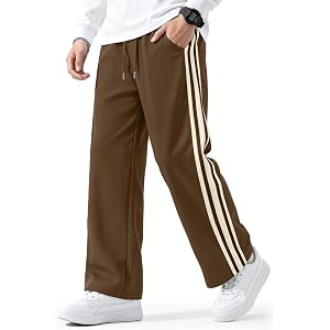 IIMMER Boys Baggy Striped Track Pants Y2K Streetwear Wide Leg Sweatpants | Size 8-16Y, Side Pockets, Adjustable Drawstring Wa