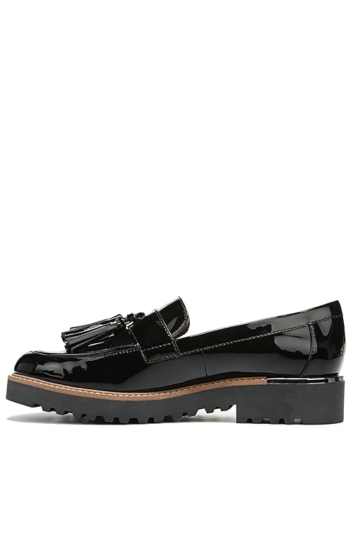 Franco Sarto Womens Carolynn Lug Sole Loafer with Tassel Detail, Black, 11 M