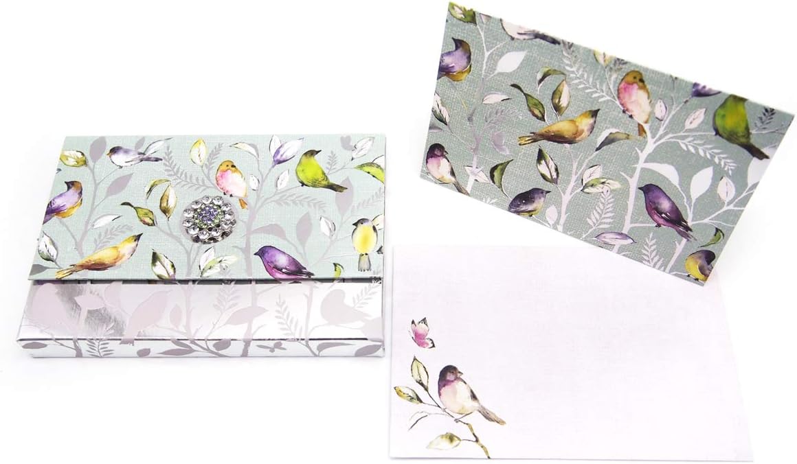 Punch Studio Brooch Portfolio Note Cards with Pattern Birds (43822)
