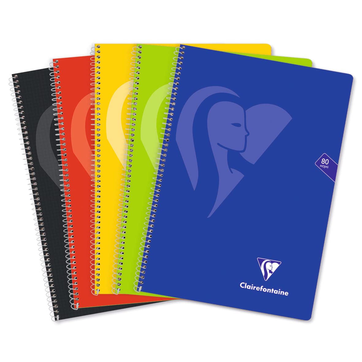 Clairefontaine 696953C Mimesys Spiral Notebook - 21,5,x31 cm - 160 Grid Pages 4x4 mm with Margin - 90 g White Paper - Soft Card Cover - Random Bright Colour