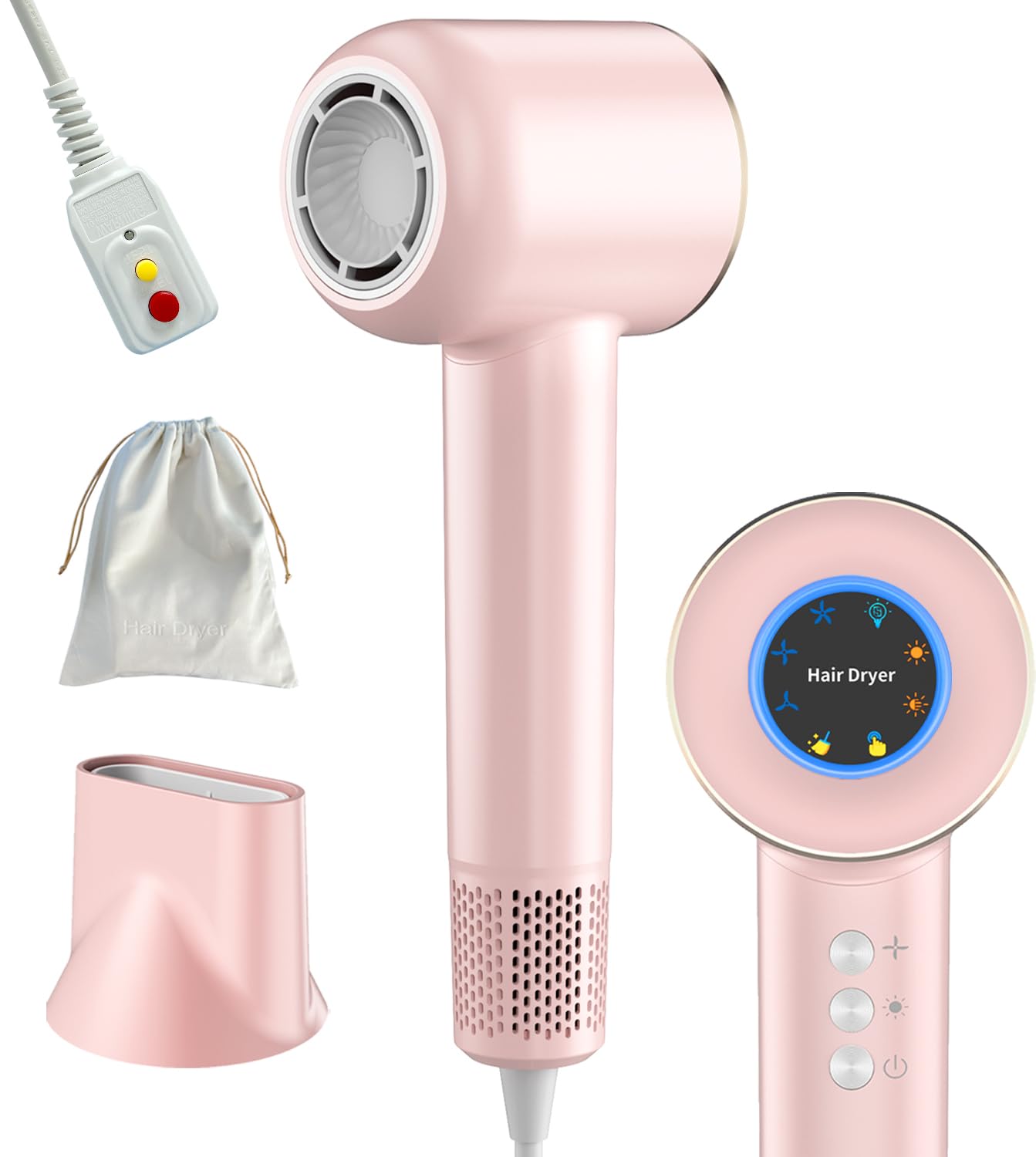 Photo 1 of ***MISSING PARTS***
Hair Dryer, 110000 RPM Intelligent High-Speed Blow Dryer - 200 Millions Negative Ionic, Double-Layer Heating Wire for Fast Drying, Low Noise Thermo-Control Hair Dryer with Magnetic Nozzle (Pink)
