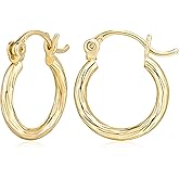 Fanglcy 14K Gold Hoop Earrings for Women 14K Gold Earrings Beloved Click-Top Clasp Minimalist Hoop Earring Small Chunky Hoops Earring for Women 12/30mm