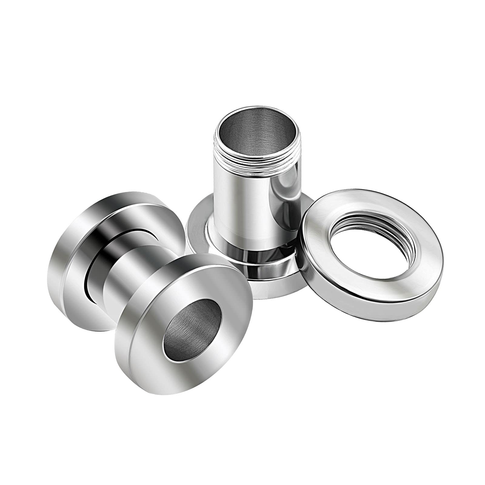 KJM FASHION 2PCS Stainless Steel 2g 6mm Flesh Screw Stretcher Ear Tunnel Gauge Plug Earring Lobe Piercing Jewellery 1859
