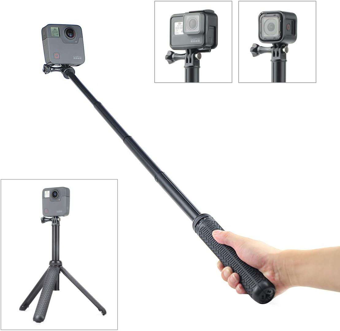 SOONSUN 3in1 Aluminum Waterproof Selfie Stick for GoPro Hero 13 12 11 10 9 8 7 6 5 4, Fusion, Max, Session, Insta360, AKASO - Image 5