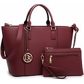 Dasein Women Satchel Purse Handbag Shoulder Bag Work Tote Bag with Matching Clutch