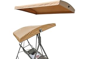 WPJBDS Patio Swing Canopy Replacement Top, Outdoor Waterproof 2/3 Seater Porch Swing Canopy Cover, Heavy Duty Rip Proof Polye