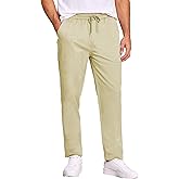 COOFANDY Men's Casual Cotton Pants Regular Fit Elastic Waist Drawstring Twill Pants Straight Leg Chino Pants