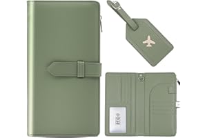 Deziliao Passport Wallet for Men and Women, Mulit-purpose RFID Blocking Passport Holder Travel Wallet, Passport and Vaccine Card Holder Combo, Travel Essentials Passport Cover Case（Moss Green）