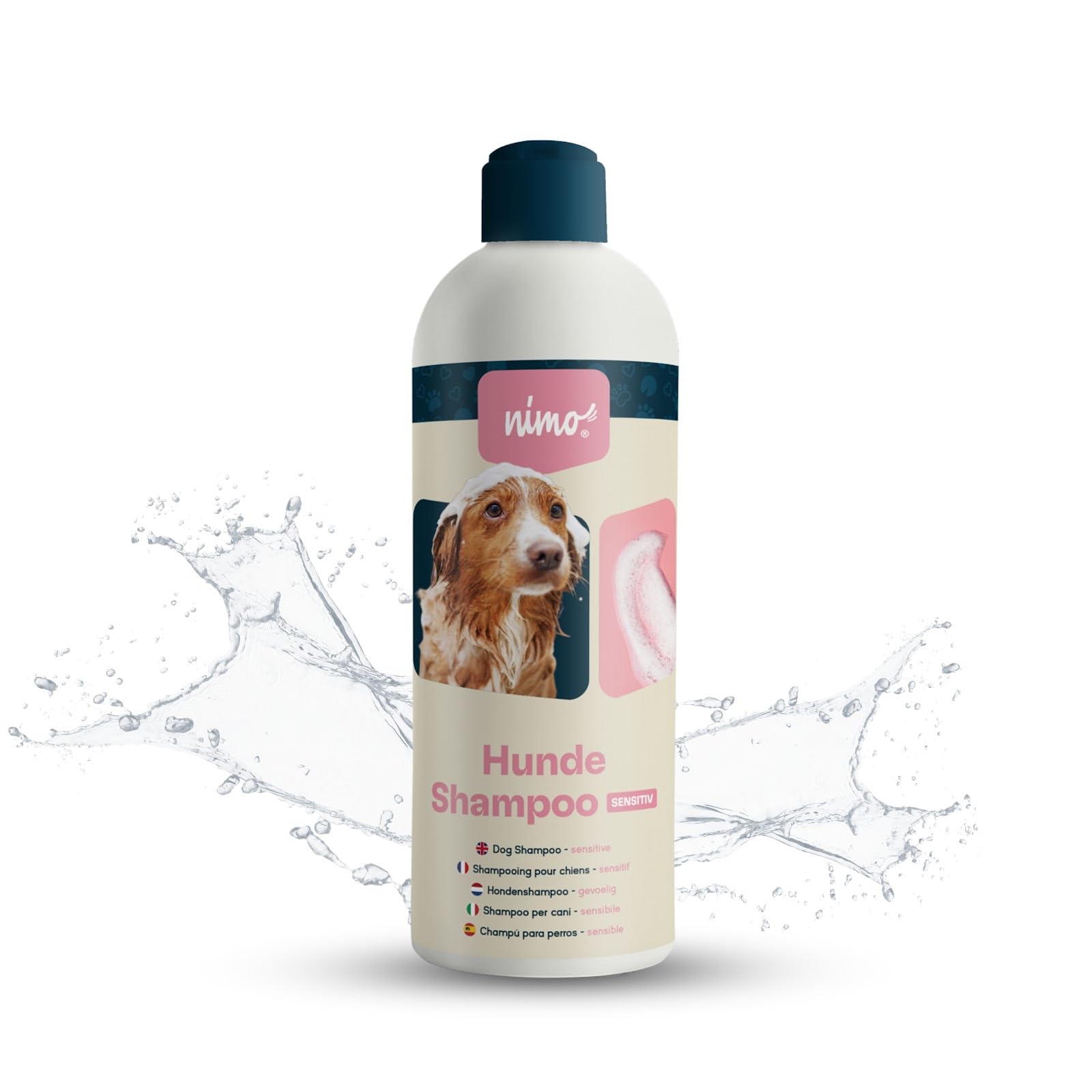 nimo® Sensitive Dog Shampoo | No Fragrances & pH Neutral with Collagen | For All Dog Breeds and Sensitive, Allergic Dogs | For Better Combing & Shiny Coat, 100% Animal Suffering Free