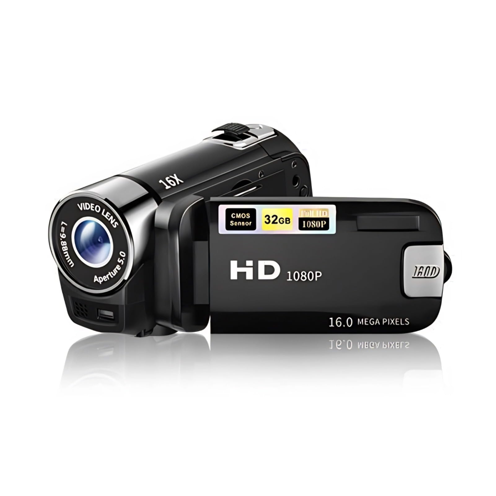 Photo 1 of Video Camera Camcorder, 1080P 16MP DV Camera Vlogging Recorder, 2.7in TFT 270 Degree Rotatable 16X Zoom Digital Camera for Teens Students Boys Girls Gift (Black)