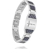 UtenoTureH Magnetic Bracelet for Men, Christian Cross Jesus Stainless Steel Magnetic Therapy Bracelets,（Silver）