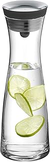 WMF Basic Wasserkaraffe aus Glas, 1 Liter, Glaskaraffe mit Deckel, Silikondeckel, CloseUp-Verschluss
