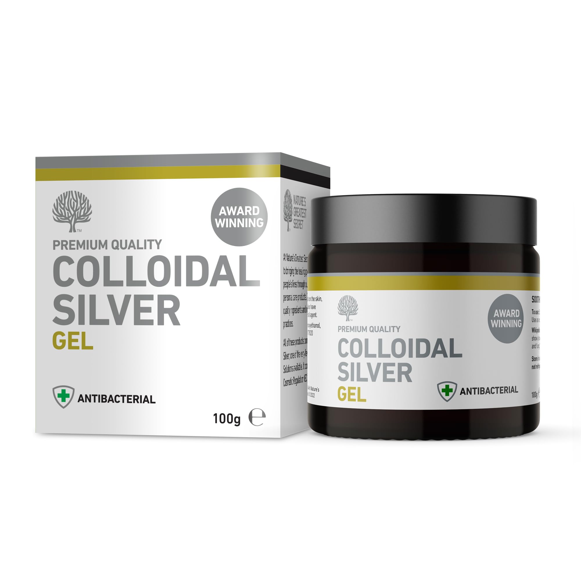 Nature’s Greatest Secret Colloidal Silver Multi-Purpose Gel 98% – Bergamot, Amber Glass Jar – Household & Skin Care – 100 g