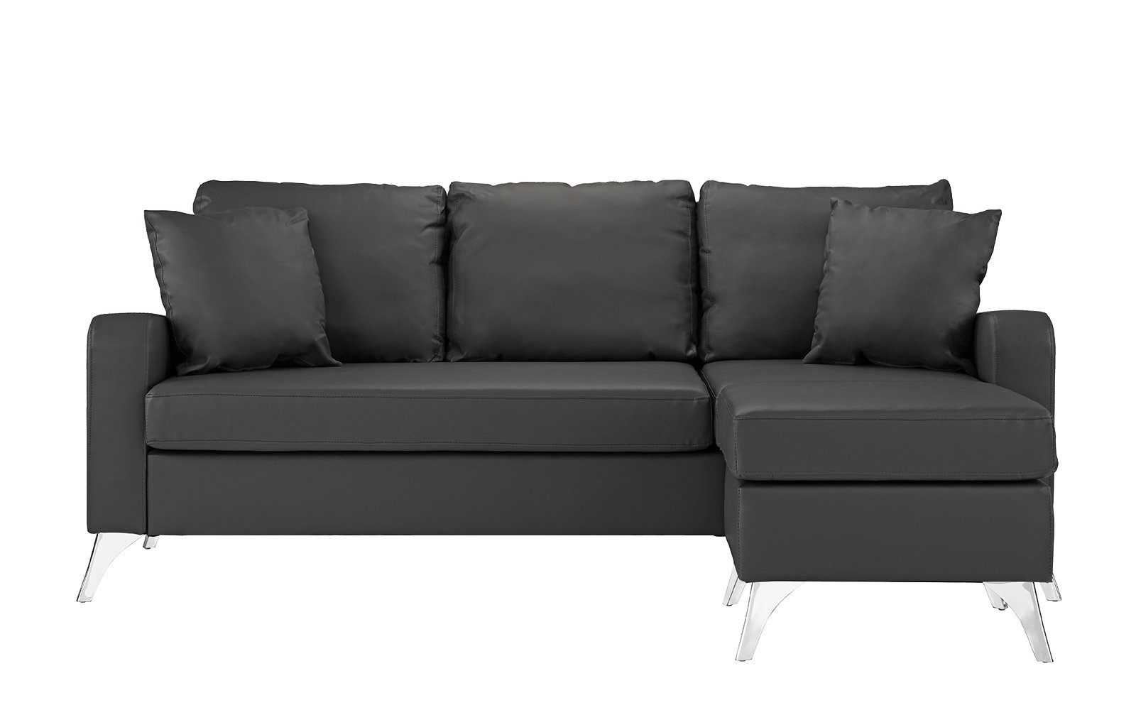 Divano Roma Furniture Bonded Sectional, Dark Grey LAVORIST
