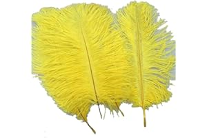 ADAMAI 10PCS Natural 7.8-9.8inch Ostrich Feathers Plume for Wedding Centerpieces Home Decoration (Yellow)