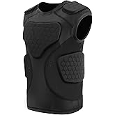 Youth Football Padded Shirt, Chest Rib Protector, Compression Padded Vest with 5-Pad for Sports Paintball Football Baseball Lacrosse