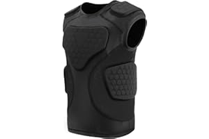 GUOZI Youth Football Padded Shirt, Chest Rib Protector, Compression Padded Vest with 5-Pad for Sports Paintball Football Baseball Lacrosse