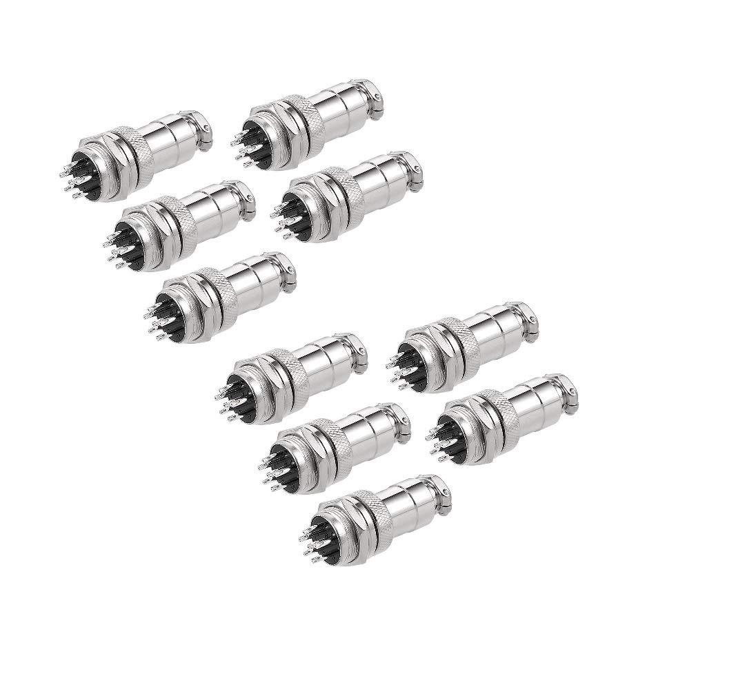 DollaTek 10Pcs Aviation Connector, 16mm 6P 4A 125V GX16-6 Waterproof Male Female Panel Metal Aviation Wire Connector