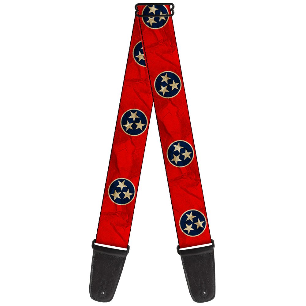 Buckle-Down GS-W32094 Guitar Strap Tennessee Flag Stars Close Up Distressed, 2" Wide - 29-54" Length