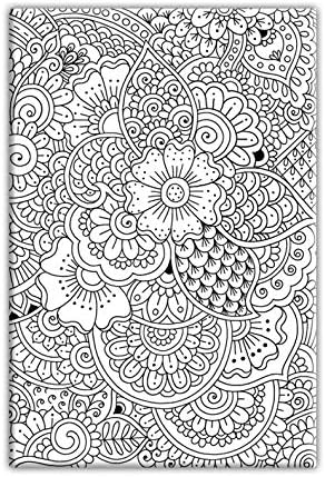 Paintings - Henna Doodle Coloring Canvas For Adults, Stretched primed canvas to color