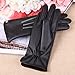 Womens Touchscreen Texting Winter PU Leather Gloves Driving Outdoor Fleece Lining (7.5, Black)