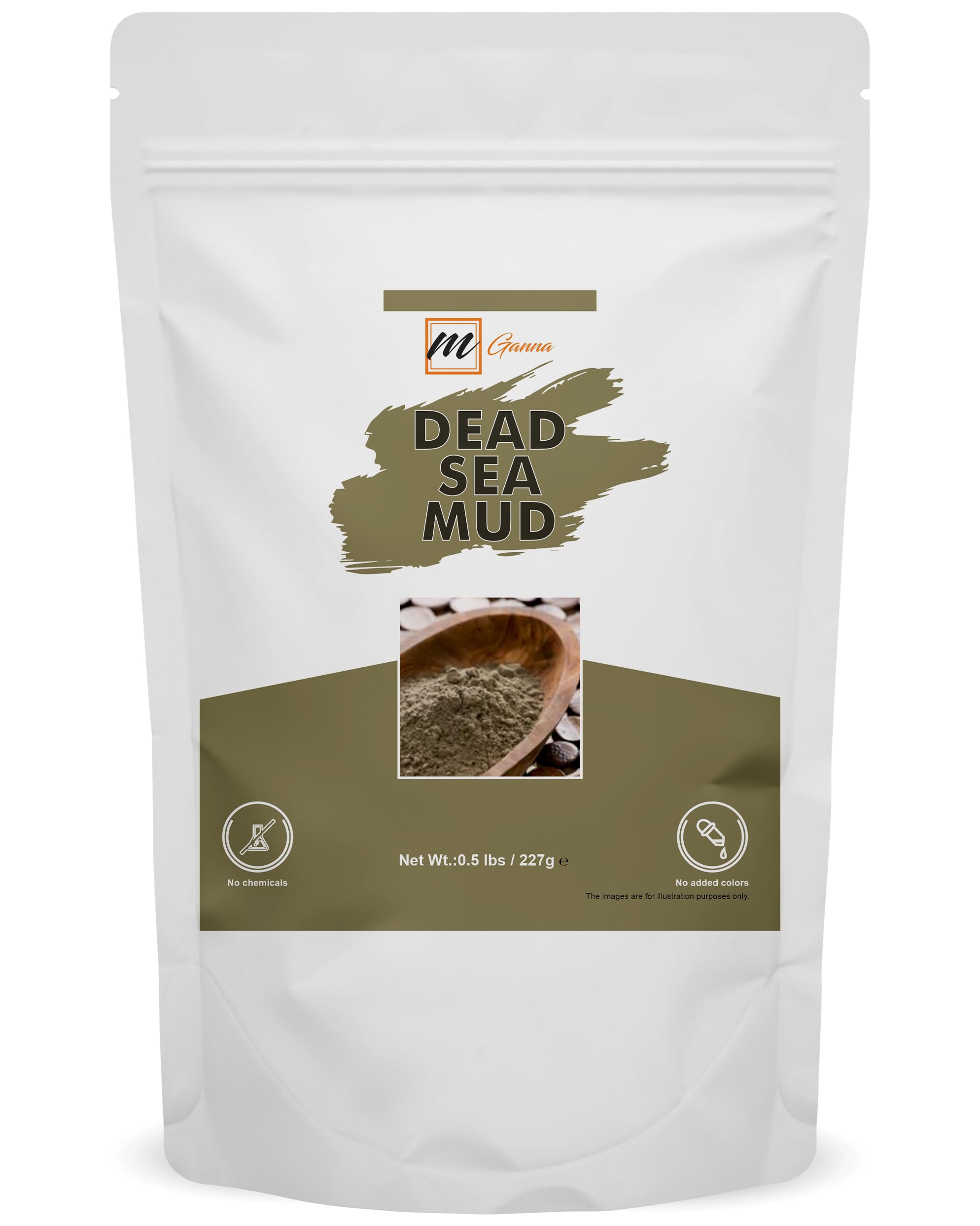 mGanna 100% Natural Dead Sea Mud Clay Powder 0.5 lbs / 227 g for Skin firming, Creams, Face Masks, Scrubs and Soap Making