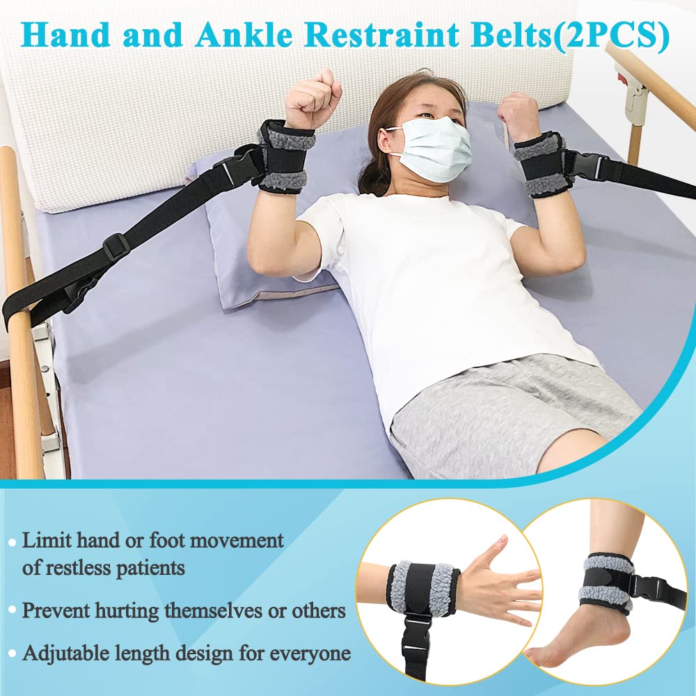 Zelen 2pcs Bed Limb Holders Hospital Bed Medical Restraints Patient Limb Holders for Hand, Feet, Ankle or Arm
