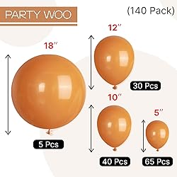 PartyWoo Burnt Orange Balloons 140 pcs Orange