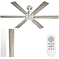 60 inch Ceiling Fan with Lights and Remote Control,Large Quiet Indoor Reversible DC Motor Ceiling Fan,6 Blades, Dimmable, 5CCT,6-Speed Ceiling Fan for Dining Room, Bedroom, Kitchen, Living Room