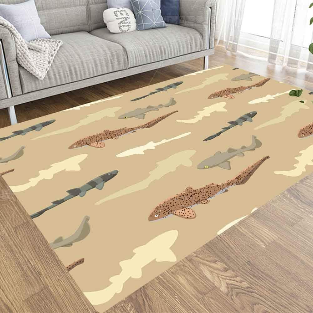 Area Rug Pad,Dethel 5X7 Abstract Area Rug Neutral Area Rug Sharks Rustic Area Rugs Area Rugs for Girls Dorm Area Rug