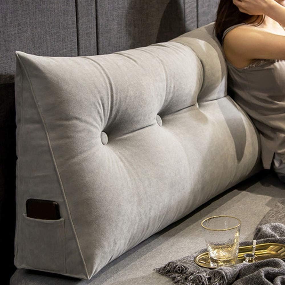 Bed Rest Large Reading Pillow Lumbar Cushion， Large Headboard Backrest Support Pillow Cushion Reading Soft Pillow for Reading in Bed Sofa with Removable Cover 59 Inches (Gray): Kitchen & Dining
