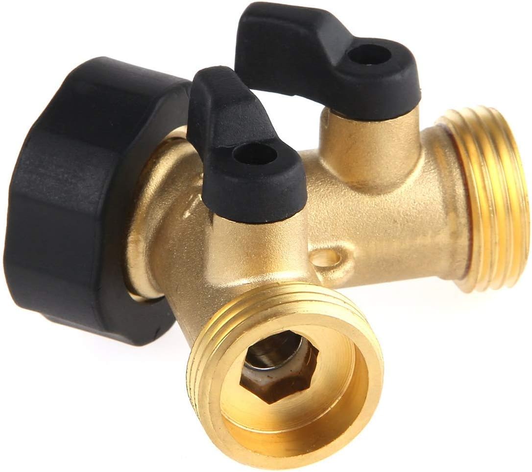 ANTONIO CABRERA HOME COLLECTION Brass Garden Hose Y Connector with Shut-off Valves