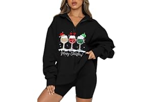 SELICY Womens Oversized Christmas Sweatshirt Half Zip Pullover Long Sleeve Quarter Zip Tops Teen Girls Fall Fashion 2023 Y2K Clothes