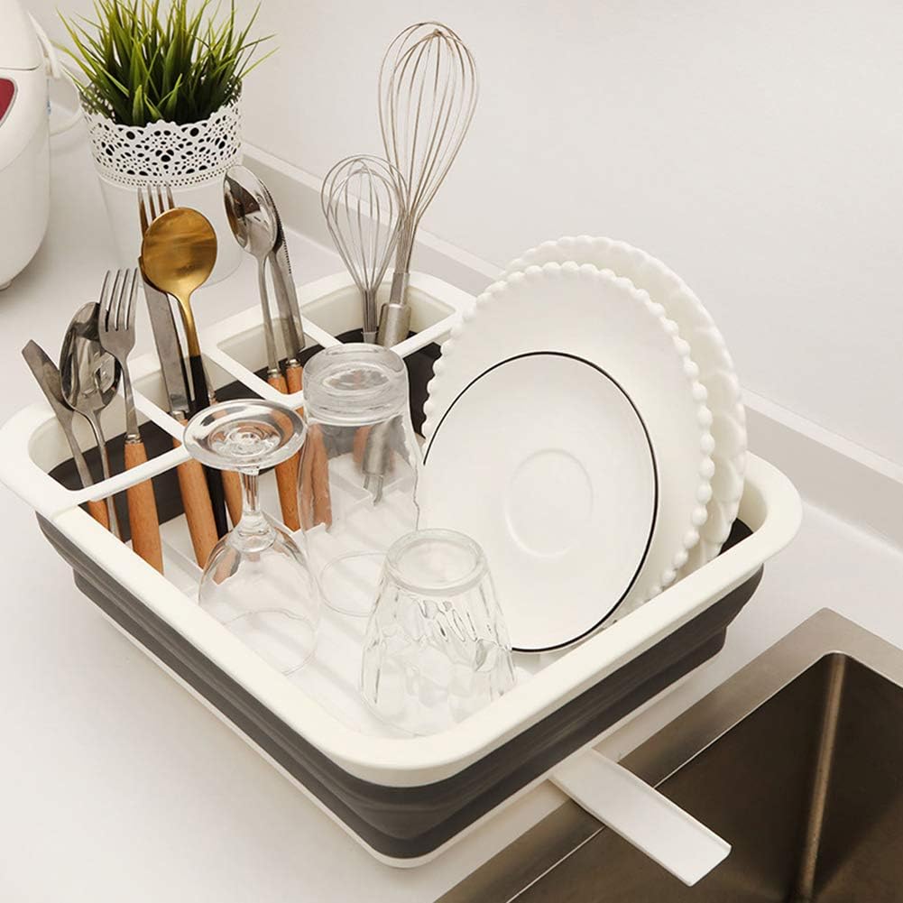 WYQY Silicone Folding Dish Rack Home Kitchen Organizers Storage Shelf Plate Dish Drainer Bowl Cup Spoon