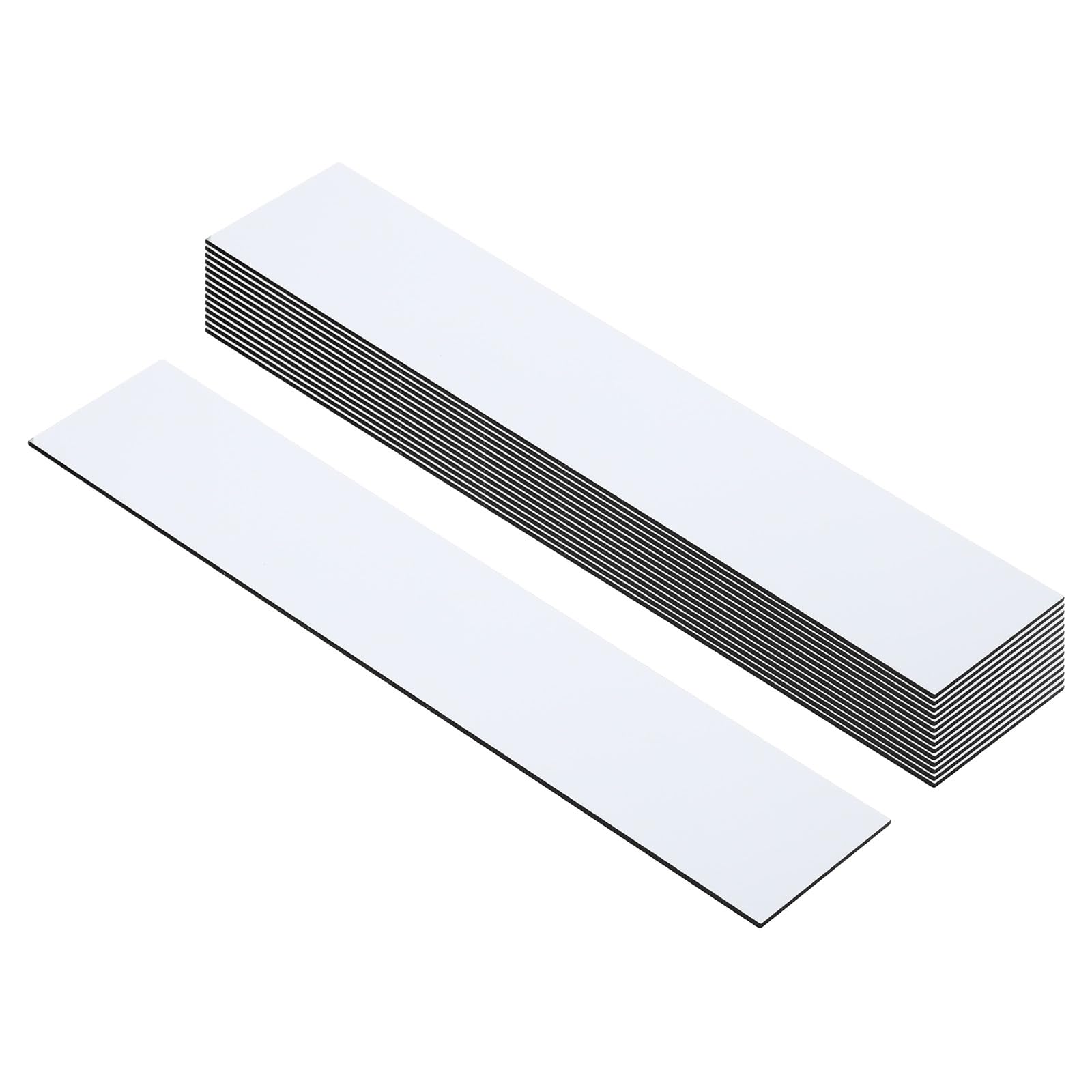 PATIKIL 10x2inch Blank Name Plates, 15Pcs Custom Engraved Name Plate Rectangle Laser Engraving Blanks for Personalized Office Desk DIY Painting Supplies, White, Black