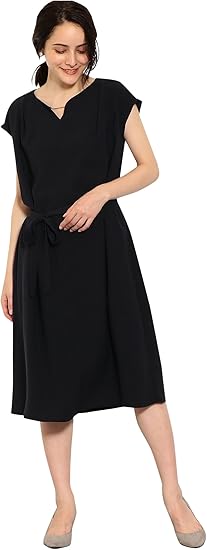 Amazon Co Jp ユナイテッドアローズ グリーンレーベル リラクシング D Gg パーツ付き キーネック 半袖 ワンピース レディース ネイビー 79 Free 服 ファッション小物