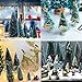 CEWOR 48pcs Mini Christmas Trees Artificial Mini Sisal Trees Bottle Brush Trees Artificial Snow Frost Trees for Christmas Home Holiday Party Decorations (Blue-Green,6 Sizes)
