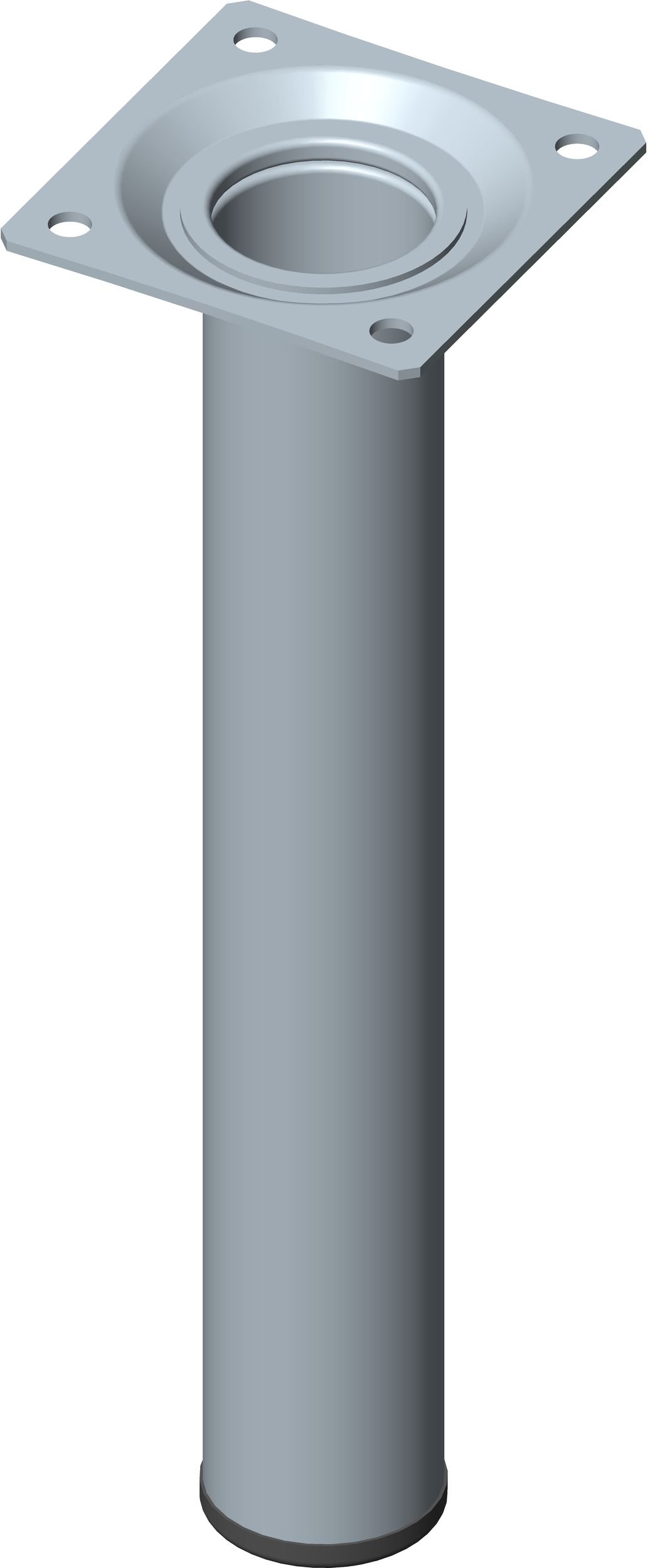 Element System Steel Pipe Feet Round Table Leg, Furniture Feet including Screw-On Plate, 11100-00172