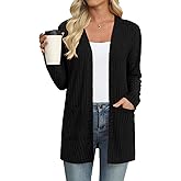 Womens Lightweight Cardigans Long Sleeve Sweaters Knit Open Front Casual Cardigan Sweater with Pockets