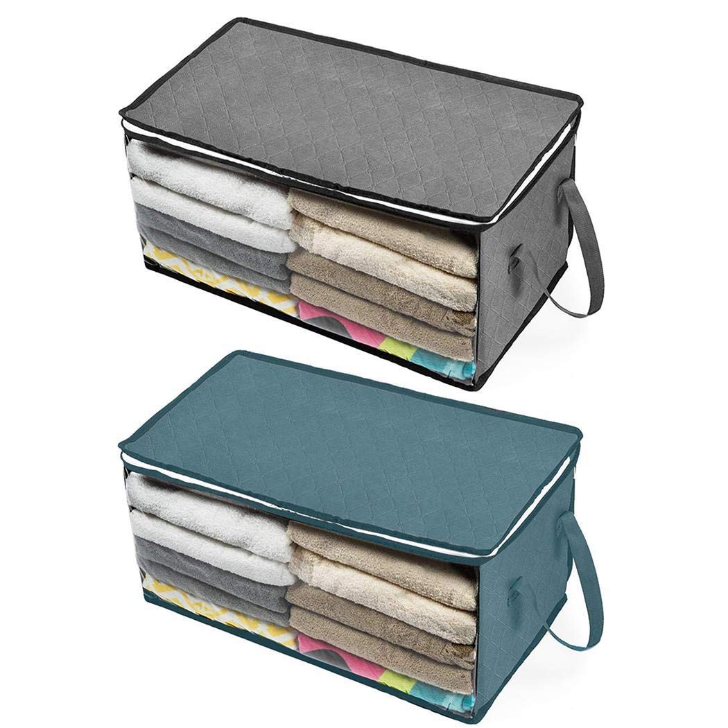 Zimrio Foldable Storage Boxes for Bedding Pillow Clothes Dustproof Moisture-proof Storage Box Tool Boxes with Large Clear Window & Carry Handles